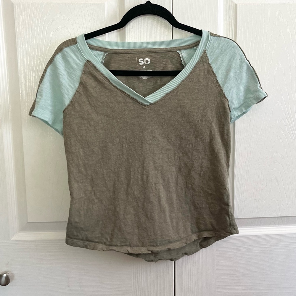 5 for $25! SO Women's Two-Tone V-Neck Top